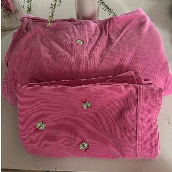 Pottery Barn Kids Lady Bug Corduroy Duvet Cover set Pink Twin Sz pillow sham - Picture 1 of 16